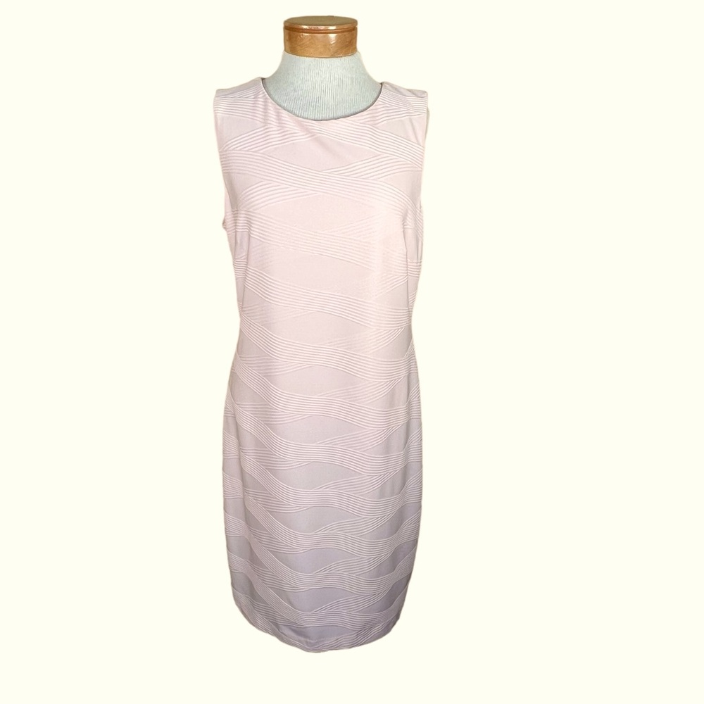 Tommy Hilfiger Women’s Stretchy Blush Pink Textured Midi Sheath Dress 14 NWT